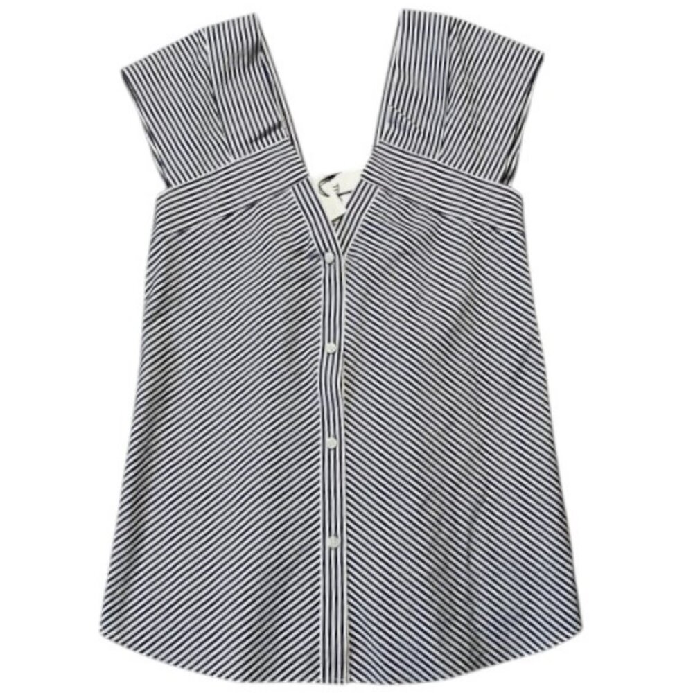 Theory Hartman blue and white stripes V-neck top size L
